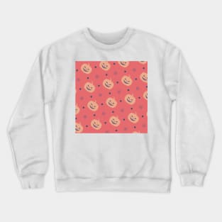 an vintage red and orange halloween pumpkin pattern (halloween, witch, spooky, ghost, cat, cute, witchy, skeleton, creepy, halloween, goth, horror) Crewneck Sweatshirt